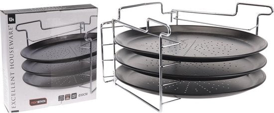 Pizza Baking Set 4 Piece Non - Stick Bakeware Kit Pizza Tray Cutter & Accessories for Home Oven - Afanaya